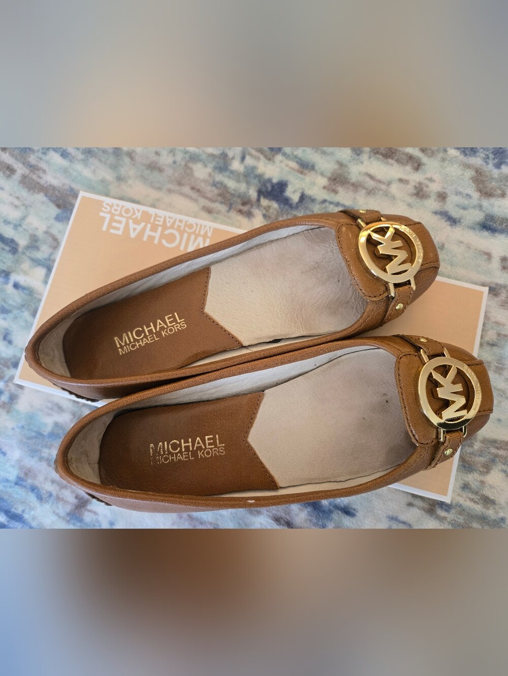 Michael Kors Brown Leather MK Logo Ballet Flats